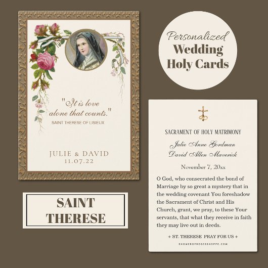 Carte Sainte Thérèse Fleurs de Mariage 