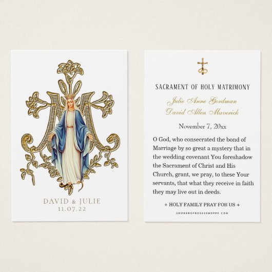 Carte Sainte Vierge catholique de mariage (Devant & derrière)