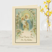 Carte Sainte Vierge Marie Bébé Jésus Fleurs du Saint Ros (Fleur jaune)