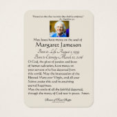 Carte Sainte Vierge Marie Florale Funéral - (Dos)