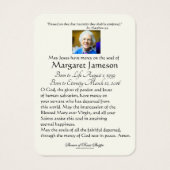 Carte Sainte Vierge Marie Jésus funéraire - (Dos)