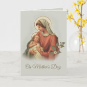 Carte Sainte Vierge Marie Mère Bébé Jésus (Fleur jaune)