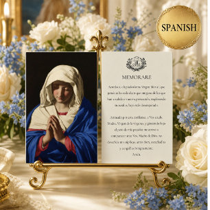 Carte Sainte Vierge Marie Prière Memorare Espagnol