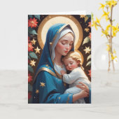 Carte Sainte Vierge Marie Traditionnelle Catholique (Fleur jaune)