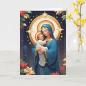 Carte Sainte Vierge Marie Traditionnelle Catholique (Fleur jaune)