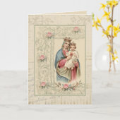 Carte Sainte Vierge Marie Vintage (Fleur jaune)