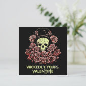 Carte Saintement vôtre Crâne & Roses Saint-Valentin goth (Debout devant)