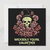 Carte Saintement vôtre Crâne & Roses Saint-Valentin goth (Devant)