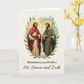 Carte Saints Simon et Jude Fête Bénédiction Jour Wreath (Fleur jaune)