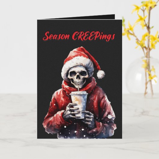 Carte Saison Creeping Squelette de Noël (Fleur jaune)