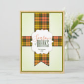 Carte Saison de Merci Fall Tartan Ribbon Thanksgiving (Debout devant)