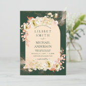 Carte Saison d'émeraude Coral Green Floral Mariage (Debout devant)