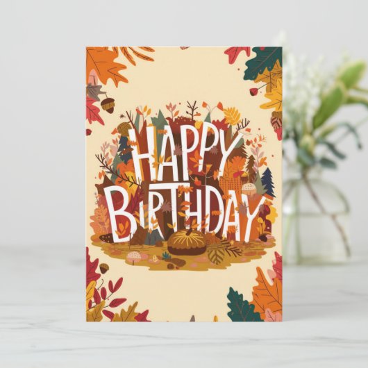 Carte Saison Editable Automne Automne automne Joyeux ann (Debout devant)