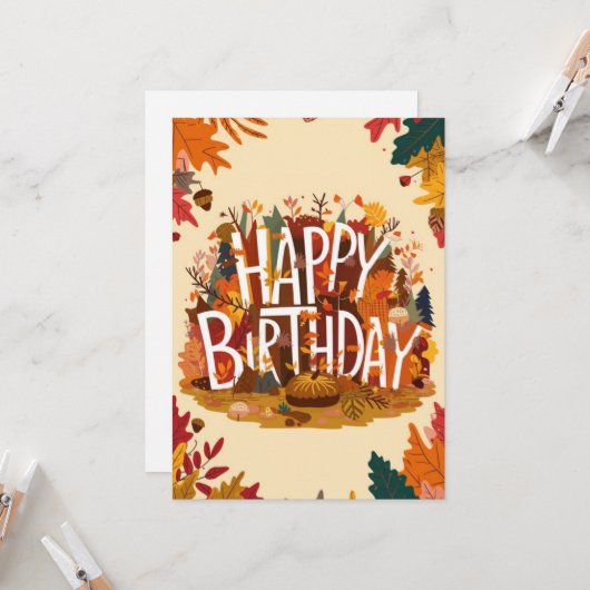 Carte Saison Editable Automne Automne automne Joyeux ann (Devant/Arrière en situation)