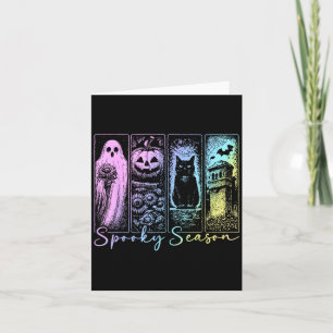 Carte Saison effrayante Chat noir Citrouille Halloween A