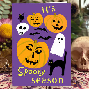 Carte Saison éffrayante Citrouilles Ghost Bat HAPPY HALL