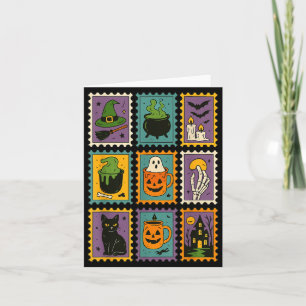 Carte Saison effrayante Halloween Sorcière Fantôme Citro
