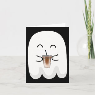 Carte Saison Effrayante Mignon Petit Fantôme Café Glacé