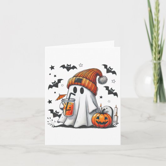 Carte Saison épicée citrouille mignonne Ghost (Devant)