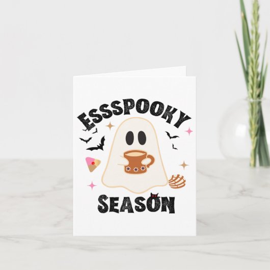 Carte Saison Espooky Funny Ghost Super Retro Halloween (Devant)