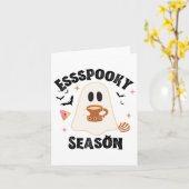 Carte Saison Espooky Funny Ghost Super Retro Halloween (Fleur jaune)