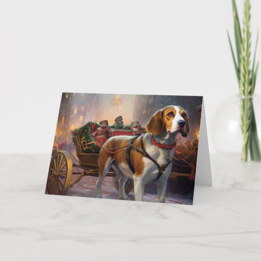 Carte Saison festive de Noël beagle (Devant)