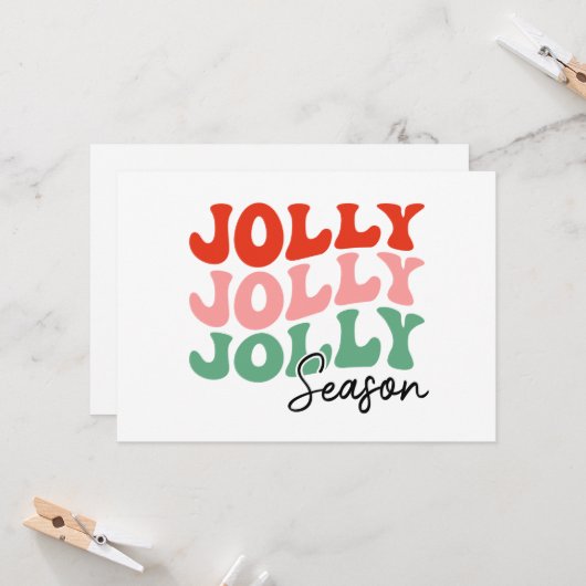 Carte Saison Joyeuse Joyeuse Joyeuse Typographie rétro (Devant/Arrière en situation)