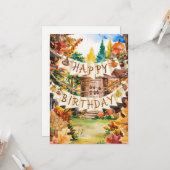 Carte Saison Magique Pastel Automne automne Bonne Annive (Devant/Arrière en situation)