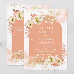Carte Saisons Chute Plus Tôt Mélange Boho Floral Mariage