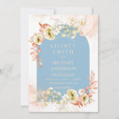 Carte Saisons Dusty Blue Coral Floral Mix Mariage (Devant)