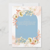 Carte Saisons Dusty Blue Coral Floral Mix Mariage (Dos)