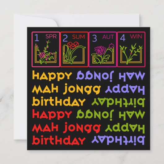 Carte Saisons Mah Jongg Anniversaire (Devant)