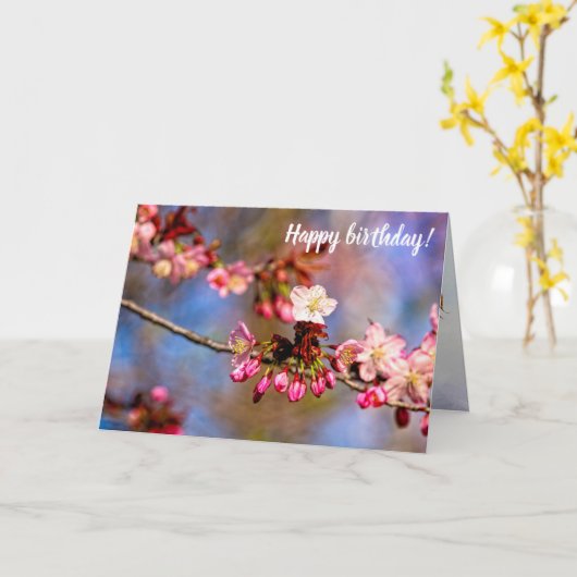 Carte Sakura Blossom Et Bufs Violets Par Un Jour Ensolei (Fleur jaune)