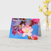Carte Sakura Rose Vibrant Fleurit Et Ciel Bleu Clair (Fleur jaune)