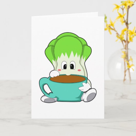 Carte Salade avec tasse de café (Fleur jaune)