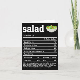 Carte Salade Valeur nutritive Thanksgiving Aliments Homm