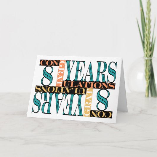 Carte Salaire 8e anniversaire Félicitations Mosaïque (Devant)