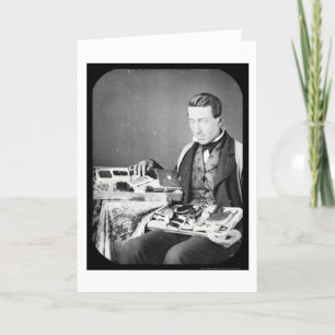 Carte Salesman Displaying his Wares Daguerreotype 1852