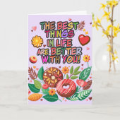 Carte Salle de classe Saint-Valentin Boho Donuts et fleu (Fleur jaune)
