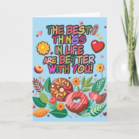 Carte Salle de classe Saint-Valentin Boho Donuts et fleu (Devant)