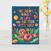 Carte Salle de classe Saint-Valentin Boho Donuts et fleu (Fleur jaune)