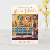 Carte Salle de fête futuriste rétro atomique du milieu d (Fleur jaune)