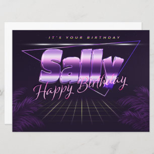 Carte Sally Name Prénom lila retro
