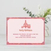 Carte salmon winter christmas wish sunburtst mandala (Debout devant)