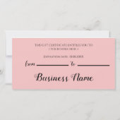 Carte Salon de beauté cadeaux certificats (Dos)