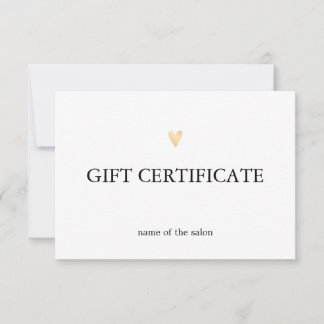 Carte Salon de Beauté Élégant Cœur en Or Faux Blanc