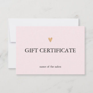 Carte Salon de Beauté Élégant Rose Propre Faux Cœur en O