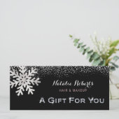 Carte Salon de beauté Hiver Snowflakes Certificat cadeau (Debout devant)