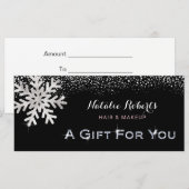 Carte Salon de beauté Hiver Snowflakes Certificat cadeau (Devant / Derrière)