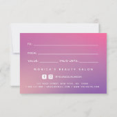 Carte Salon de beauté moderne tendance rose dégradé Joli (Dos)